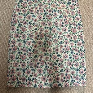 J. Crew Pink and Green Floral Pencil Skirt